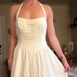 FREE PEOPLE - white drop waist halter dress (size S)
